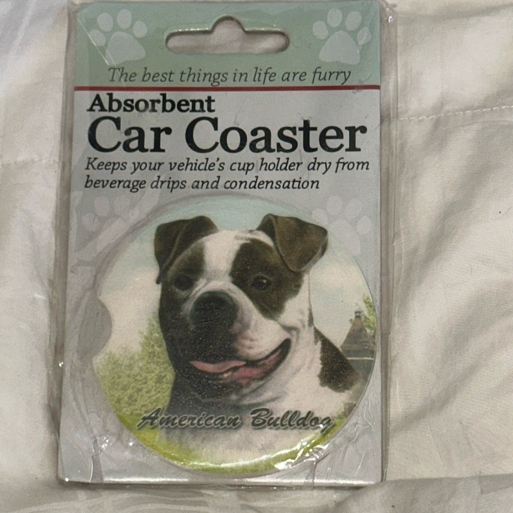 American Bulldog Absorbent Car Coaster Dog Breed Vehicle Cup Holder Insert
